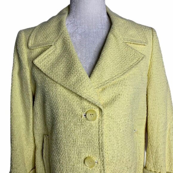Vintage Tahari Textured Blazer Jacket 10 Yellow - Picture 2 of 6